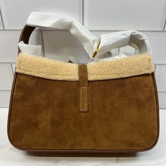 YSL Yves Saint Laurent Le 5 A 7 Sherpa Suede Hobo Shoulder Bag Handbag Purse - Picture 2 of 9